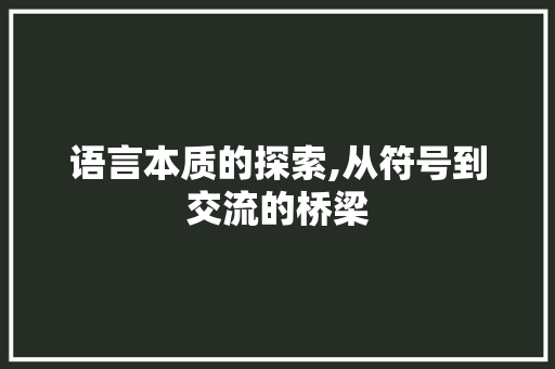 语言本质的探索,从符号到交流的桥梁 小程序开发