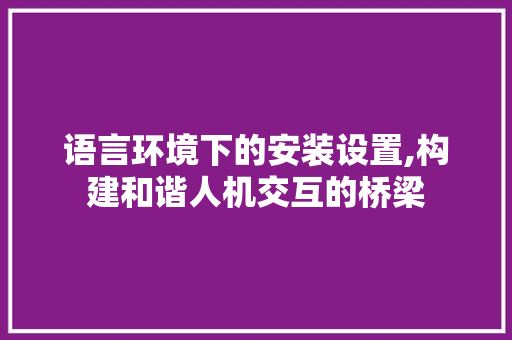 语言环境下的安装设置,构建和谐人机交互的桥梁 网站优化