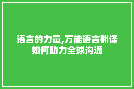 语言的力量,万能语言翻译如何助力全球沟通 百度算法