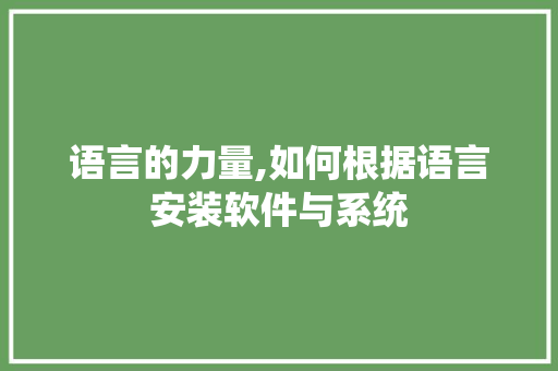 语言的力量,如何根据语言安装软件与系统