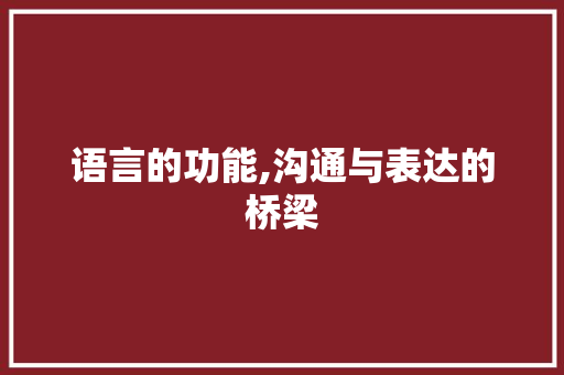 语言的功能,沟通与表达的桥梁