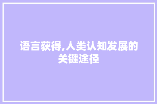 语言获得,人类认知发展的关键途径 360搜优化