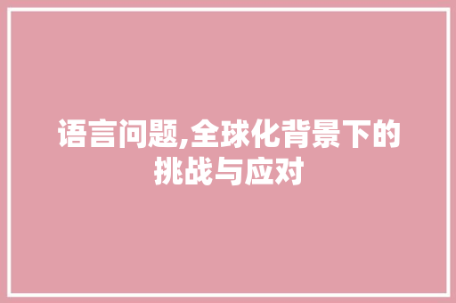 语言问题,全球化背景下的挑战与应对 英文谷歌算法