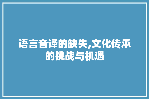 语言音译的缺失,文化传承的挑战与机遇 百度算法