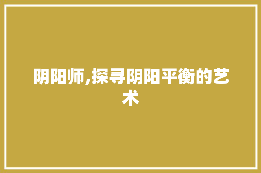 阴阳师,探寻阴阳平衡的艺术