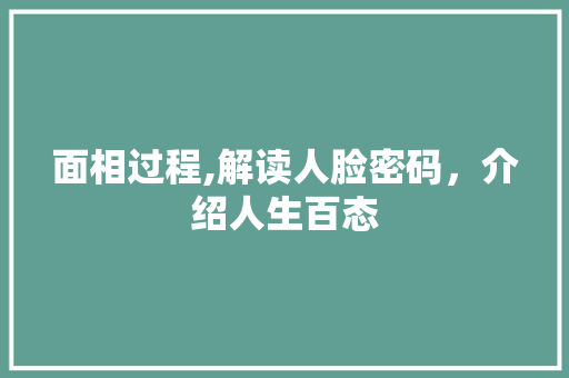 面相过程,解读人脸密码，介绍人生百态 小程序开发