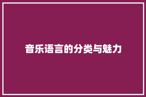 音乐语言的分类与魅力