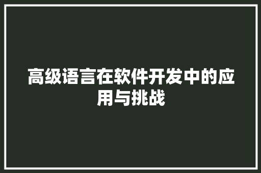 高级语言在软件开发中的应用与挑战 百度算法