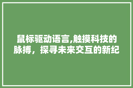 鼠标驱动语言,触摸科技的脉搏，探寻未来交互的新纪元