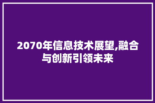 2070年信息技术展望,融合与创新引领未来