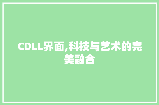 CDLL界面,科技与艺术的完美融合