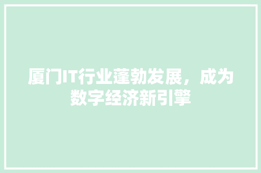 厦门IT行业蓬勃发展，成为数字经济新引擎