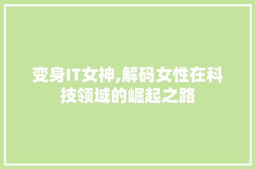 变身IT女神,解码女性在科技领域的崛起之路