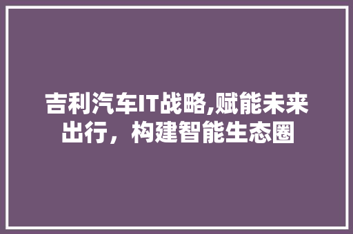 吉利汽车IT战略,赋能未来出行，构建智能生态圈