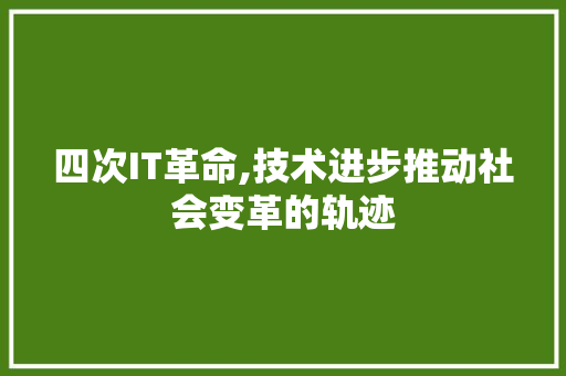 四次IT革命,技术进步推动社会变革的轨迹 网站优化
