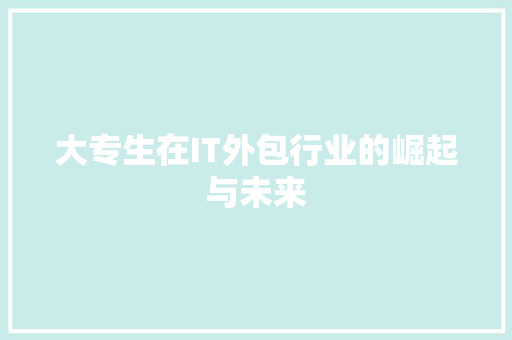 大专生在IT外包行业的崛起与未来 头条优化