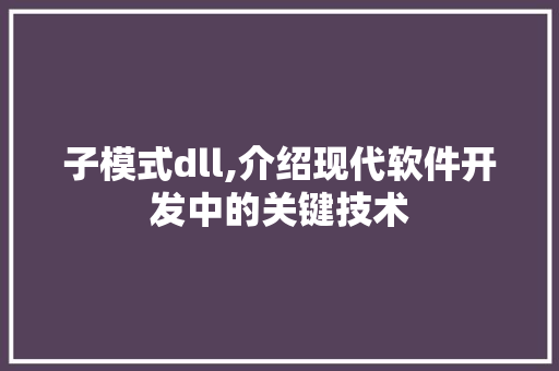 子模式dll,介绍现代软件开发中的关键技术 网站开发