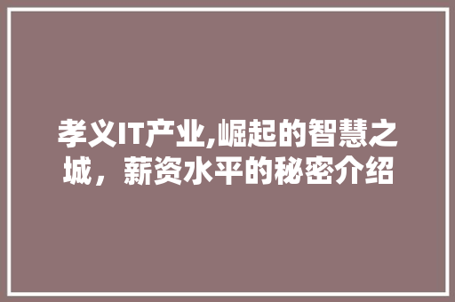 孝义IT产业,崛起的智慧之城，薪资水平的秘密介绍 小程序开发