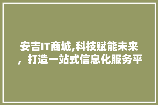 安吉IT商城,科技赋能未来，打造一站式信息化服务平台