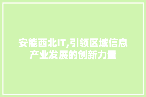 安能西北IT,引领区域信息产业发展的创新力量 百度算法