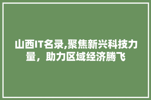 山西IT名录,聚焦新兴科技力量，助力区域经济腾飞