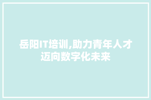 岳阳IT培训,助力青年人才迈向数字化未来