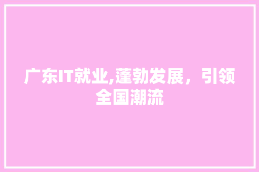 广东IT就业,蓬勃发展，引领全国潮流 百度算法