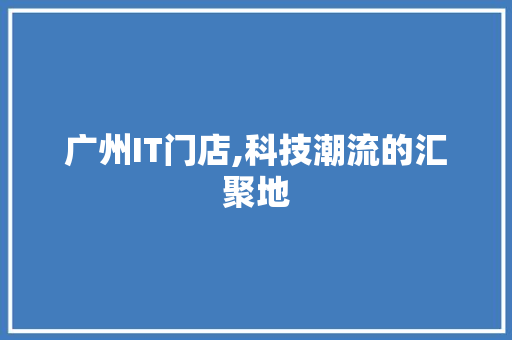 广州IT门店,科技潮流的汇聚地