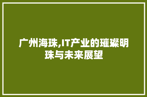 广州海珠,IT产业的璀璨明珠与未来展望 百度算法