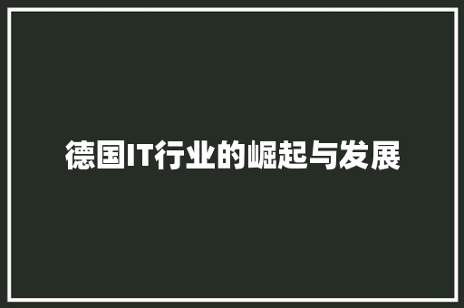 德国IT行业的崛起与发展 头条优化