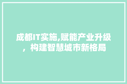 成都IT实施,赋能产业升级，构建智慧城市新格局 seo技术