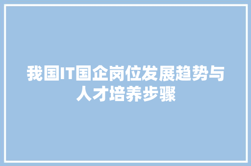 我国IT国企岗位发展趋势与人才培养步骤 seo技术