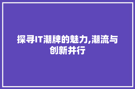 探寻IT潮牌的魅力,潮流与创新并行 小程序开发