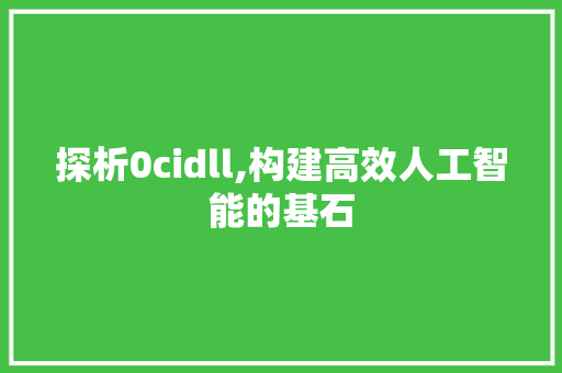 探析0cidll,构建高效人工智能的基石