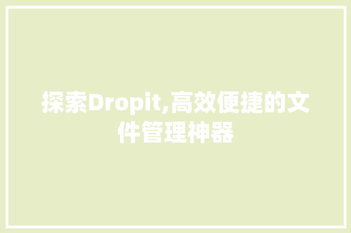 探索Dropit,高效便捷的文件管理神器 搜狗优化