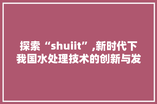 探索“shuiit”,新时代下我国水处理技术的创新与发展 网站优化