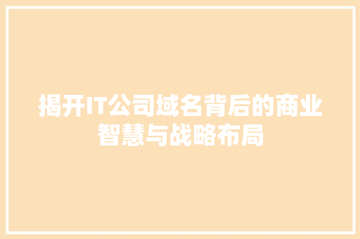 揭开IT公司域名背后的商业智慧与战略布局