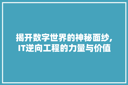 揭开数字世界的神秘面纱,IT逆向工程的力量与价值