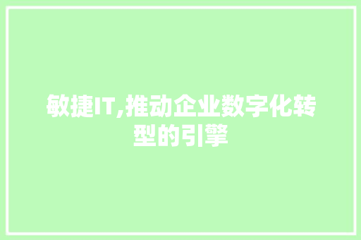 敏捷IT,推动企业数字化转型的引擎