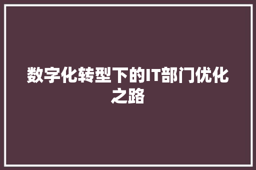 数字化转型下的IT部门优化之路 360搜优化
