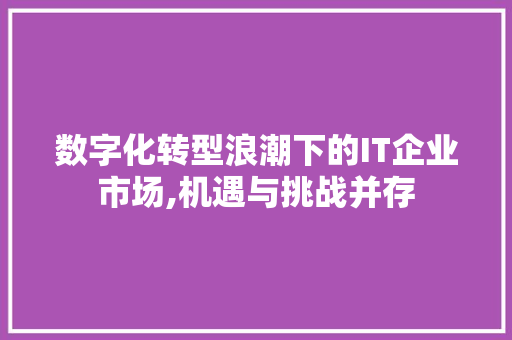 数字化转型浪潮下的IT企业市场,机遇与挑战并存 AI技术学习