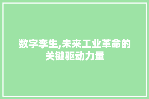 数字孪生,未来工业革命的关键驱动力量