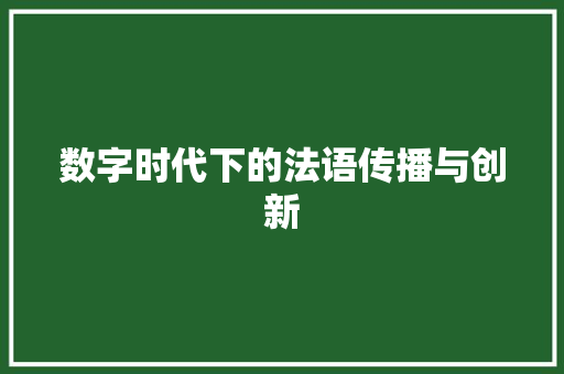 数字时代下的法语传播与创新