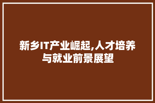 新乡IT产业崛起,人才培养与就业前景展望 英文谷歌算法