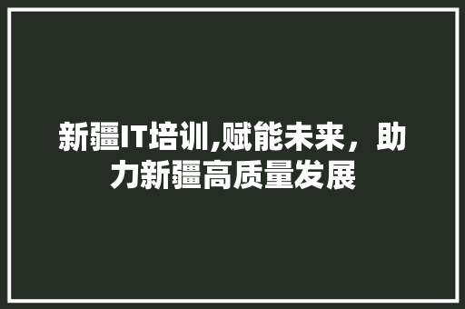 新疆IT培训,赋能未来，助力新疆高质量发展