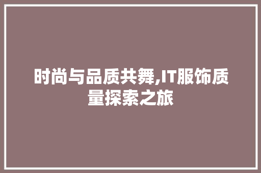 时尚与品质共舞,IT服饰质量探索之旅 网站开发