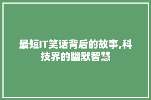 最短IT笑话背后的故事,科技界的幽默智慧