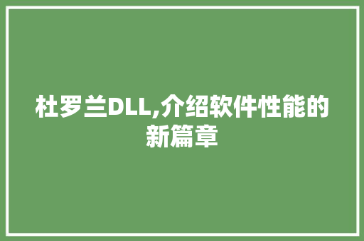 杜罗兰DLL,介绍软件性能的新篇章 百度算法