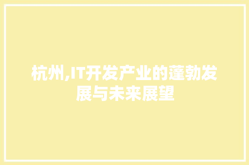 杭州,IT开发产业的蓬勃发展与未来展望 seo技术