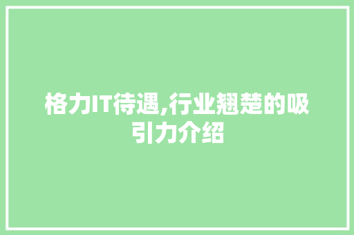 格力IT待遇,行业翘楚的吸引力介绍 AI技术学习